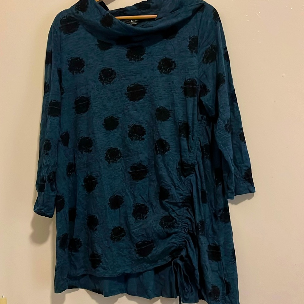 Black & Blue Polka Dot Top
